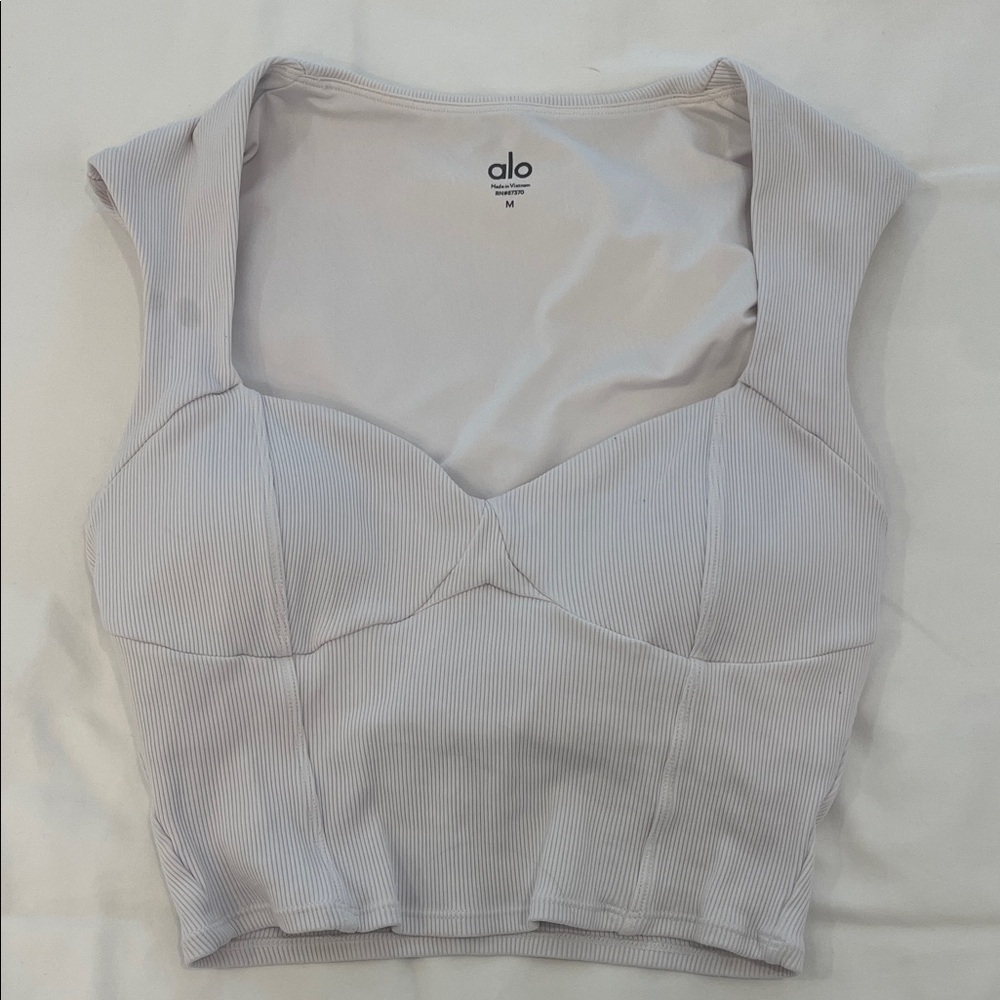 Alo white/Light Gray tank crop top